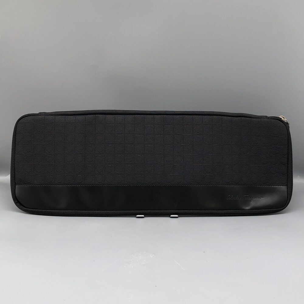 Salvatore Ferragamo Black Logo-Embossed Long Tie Case